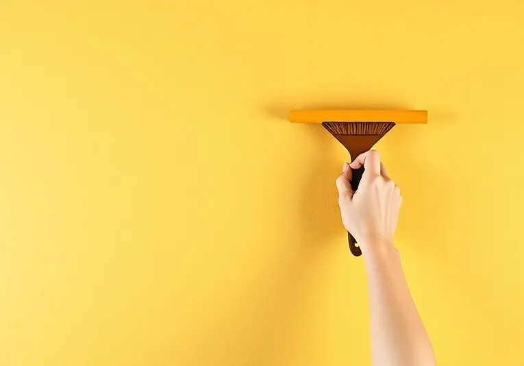 Pose de papier peint, rouleau et brosse à maroufler